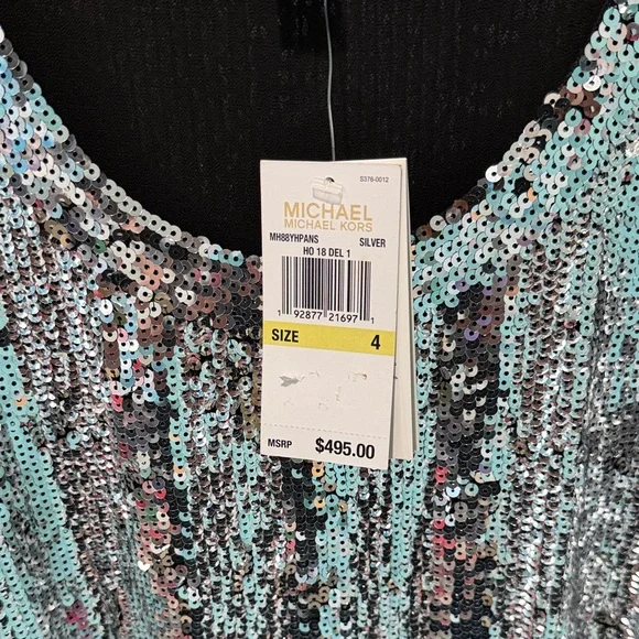 Michael Kors Silver and Black Sequin Mini Dress - Picture 2 of 9